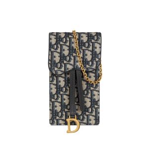 Dior Saddle Vertical Pouch Oblique Jacquard Blue